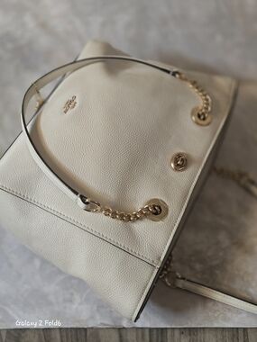 Coach Pebbled Leather Shoulder Bag in Chalk